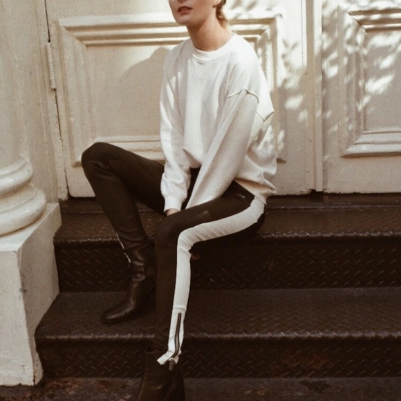 Anine bing Ryder white stripe black leather pants - Picture 6 of 6